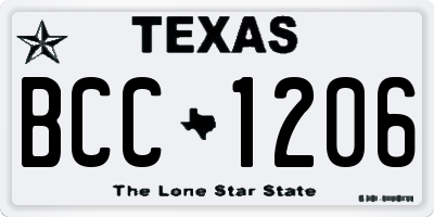 TX license plate BCC1206