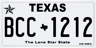 TX license plate BCC1212