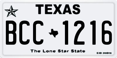 TX license plate BCC1216