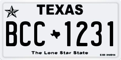 TX license plate BCC1231