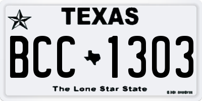 TX license plate BCC1303
