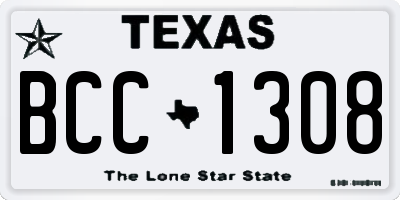 TX license plate BCC1308