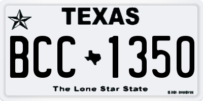 TX license plate BCC1350