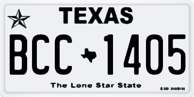 TX license plate BCC1405