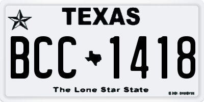 TX license plate BCC1418