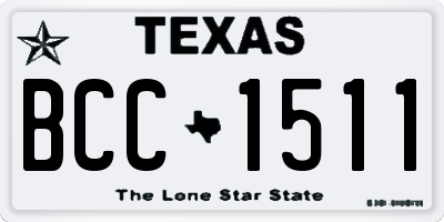 TX license plate BCC1511
