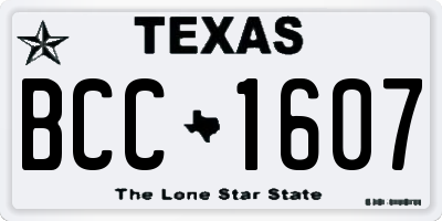 TX license plate BCC1607