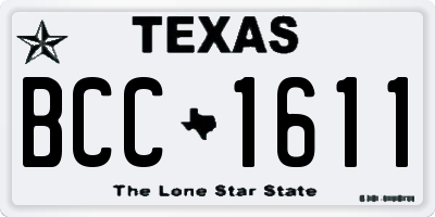 TX license plate BCC1611