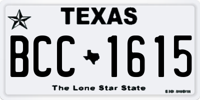 TX license plate BCC1615