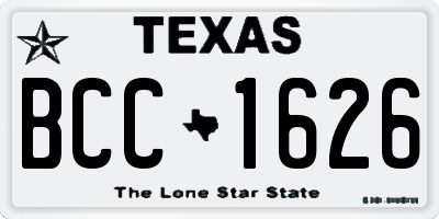 TX license plate BCC1626