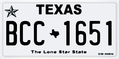 TX license plate BCC1651