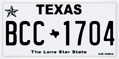 TX license plate BCC1704