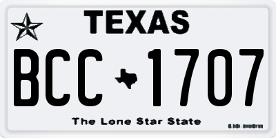 TX license plate BCC1707