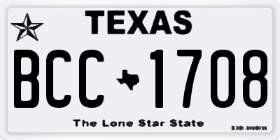 TX license plate BCC1708