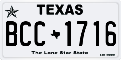 TX license plate BCC1716