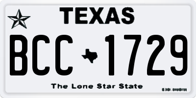 TX license plate BCC1729