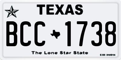TX license plate BCC1738