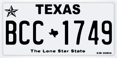 TX license plate BCC1749