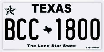 TX license plate BCC1800