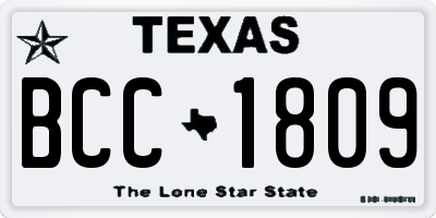 TX license plate BCC1809