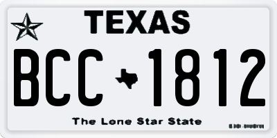 TX license plate BCC1812