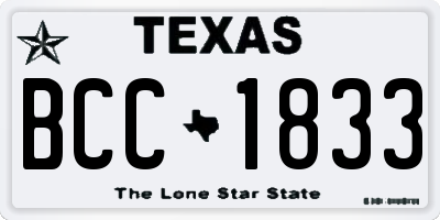 TX license plate BCC1833