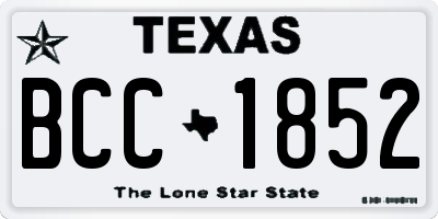 TX license plate BCC1852