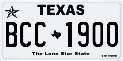 TX license plate BCC1900