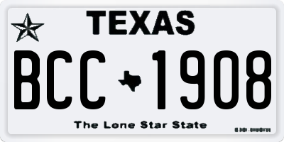 TX license plate BCC1908
