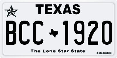 TX license plate BCC1920