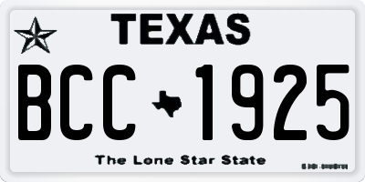 TX license plate BCC1925