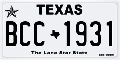 TX license plate BCC1931
