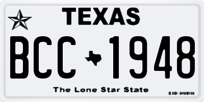 TX license plate BCC1948