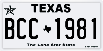 TX license plate BCC1981