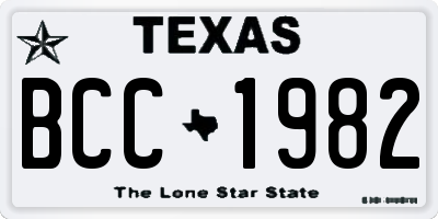 TX license plate BCC1982