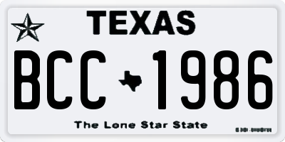 TX license plate BCC1986