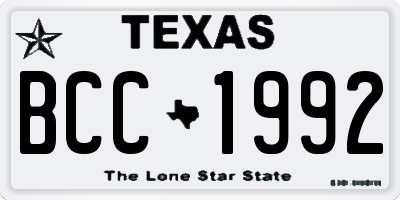 TX license plate BCC1992