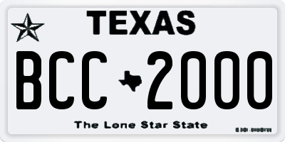 TX license plate BCC2000