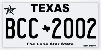 TX license plate BCC2002