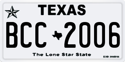 TX license plate BCC2006