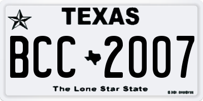 TX license plate BCC2007