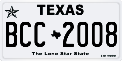TX license plate BCC2008