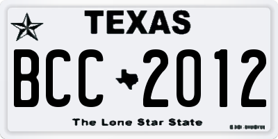TX license plate BCC2012