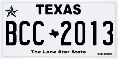 TX license plate BCC2013