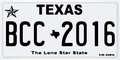 TX license plate BCC2016