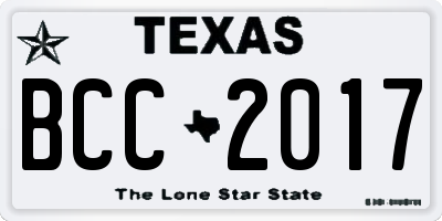 TX license plate BCC2017