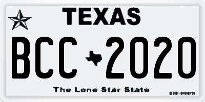 TX license plate BCC2020