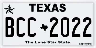TX license plate BCC2022
