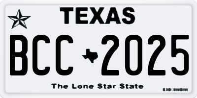 TX license plate BCC2025