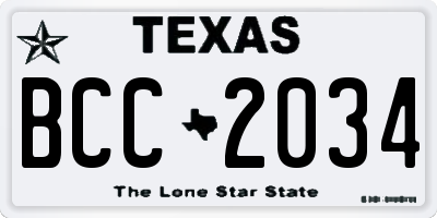 TX license plate BCC2034